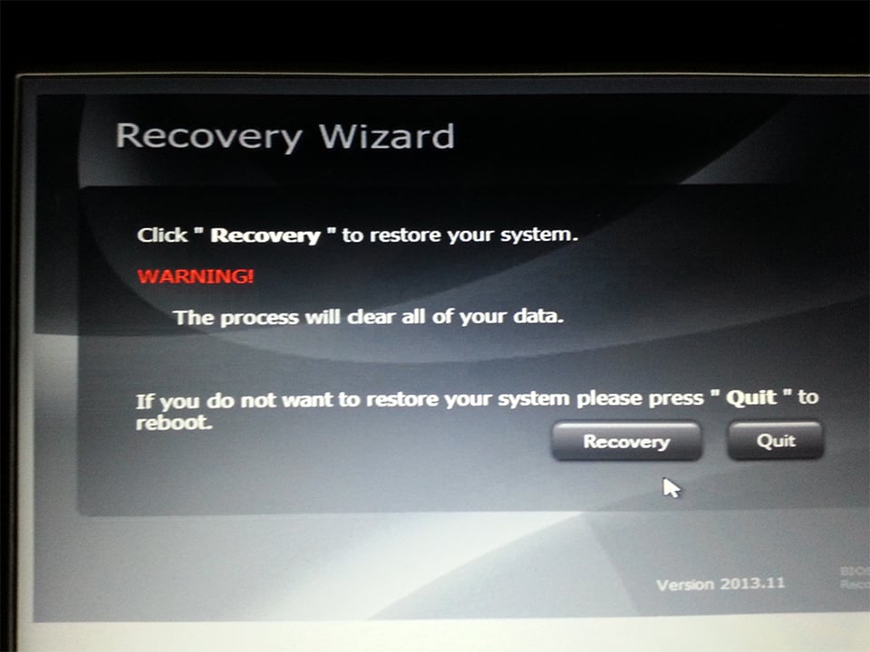 recovery wizard screenshot