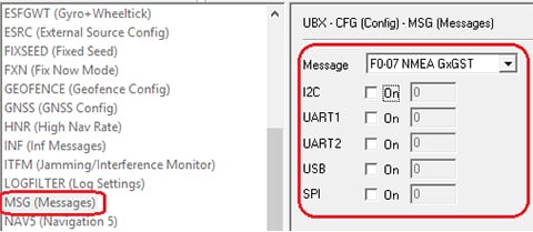 u-blox settings in windows