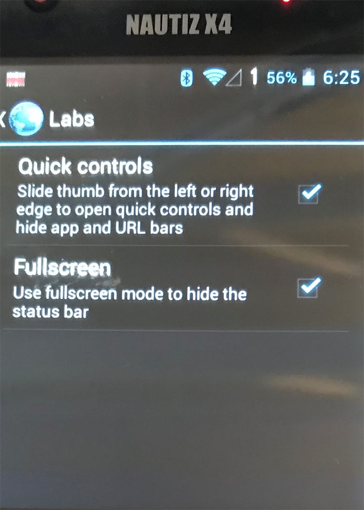 settings on screen