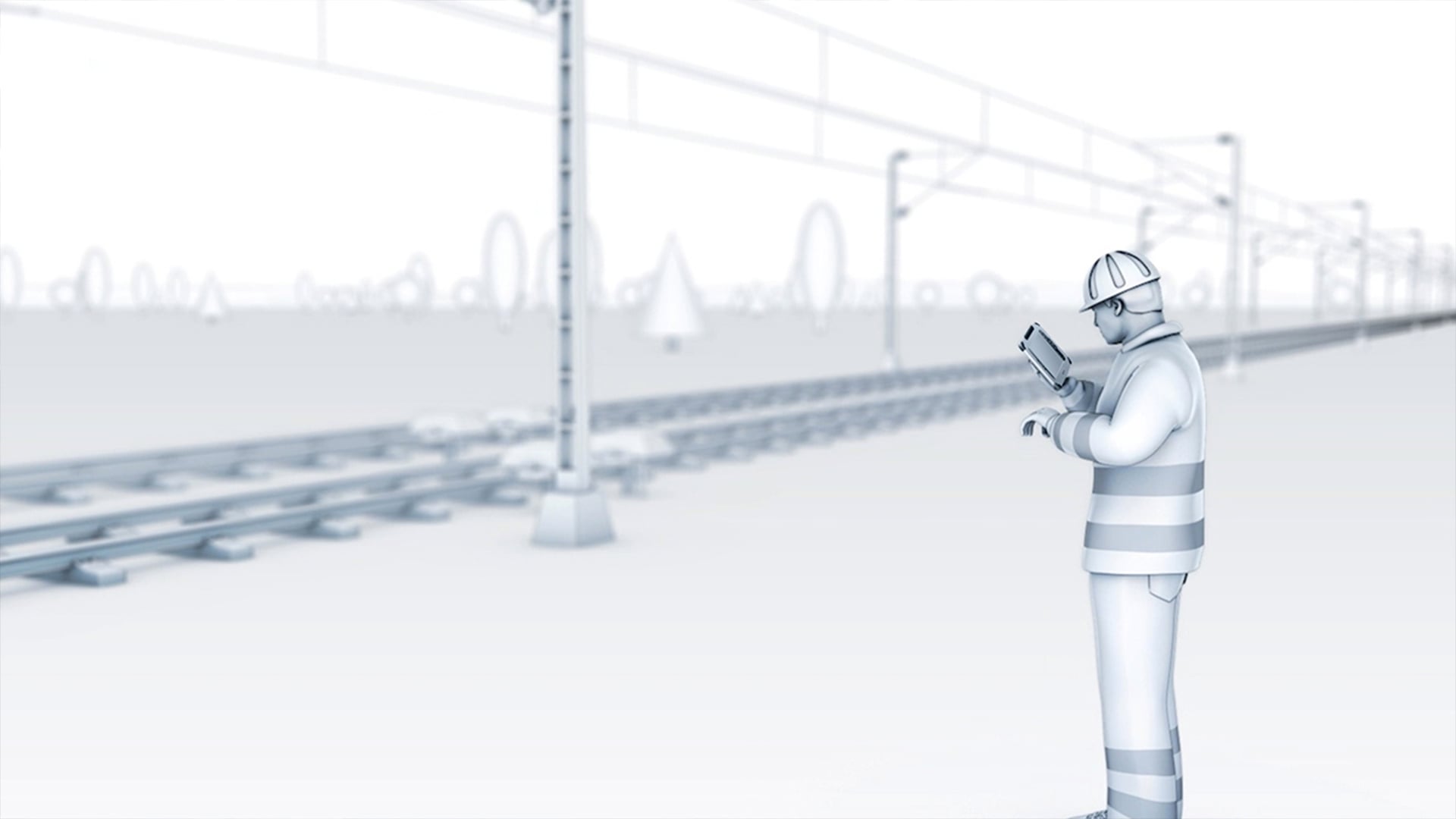 figure using rugged tablet for railway maintenance