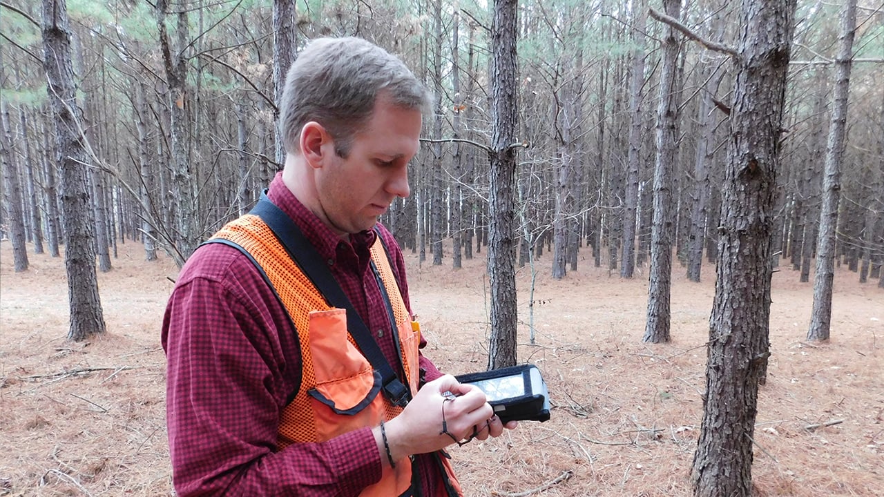 Handheld Nautiz X8 used in forest