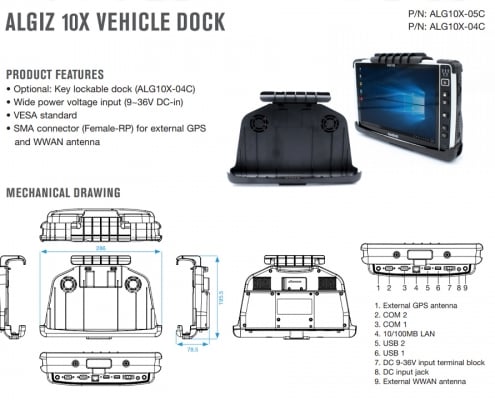 handheld algiz 10x vehicle dock data sheet