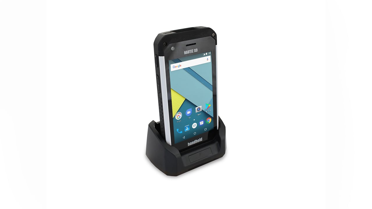 handheld nautiz x9 in desktop cradle